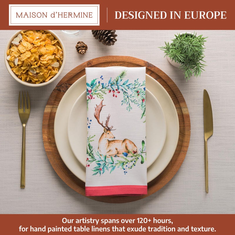 Maison d' Hermine Cloth Napkins Set of 4 100% Cotton for Thanksgiving Christmas Decorations Everyday Reusable Square Fall Napkins Cloth Washable Dinner Party (Holly Time, 20"x20") - Image 2